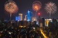 New YearÃ¢â¬â¢s fireworks at Macau Macao, China. Skyscraper hotel Royalty Free Stock Photo